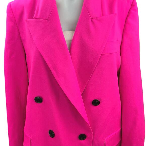 NEW Argent Womens PInk Wool Peak Lapel Double Breasted Blazer Coat Jacket 10 - Picture 3 of 5